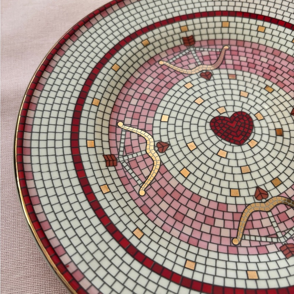 Anthropologie Bistro Tile Stoneware Dessert Plate: Valentine's Edition Set of 4 - Picture 4 of 14